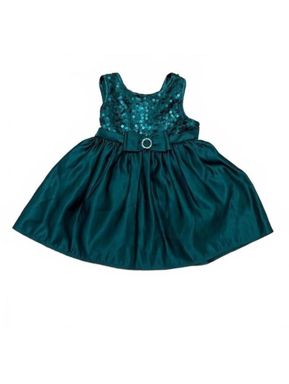Princess Faith Emerald Green Sequin Bow Dress Size 12M